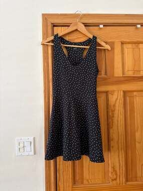 Reformation EcoMove Nadia Black and White Polka Dot Exercise Dress